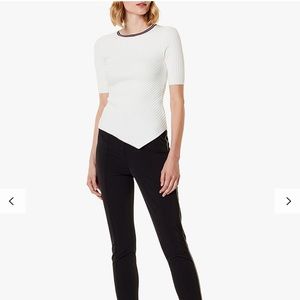 Karen Millen Sporty Asymmetric Top, White/Multi